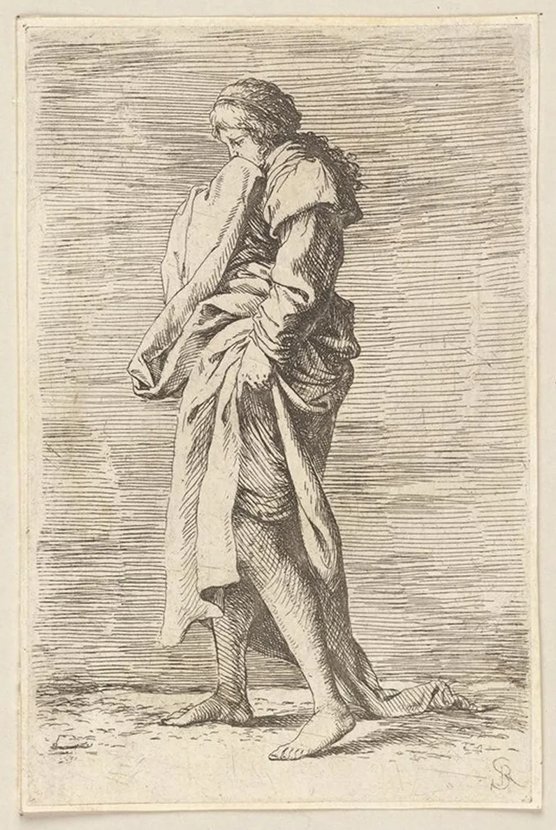 Young Woman Walking Toward the Left