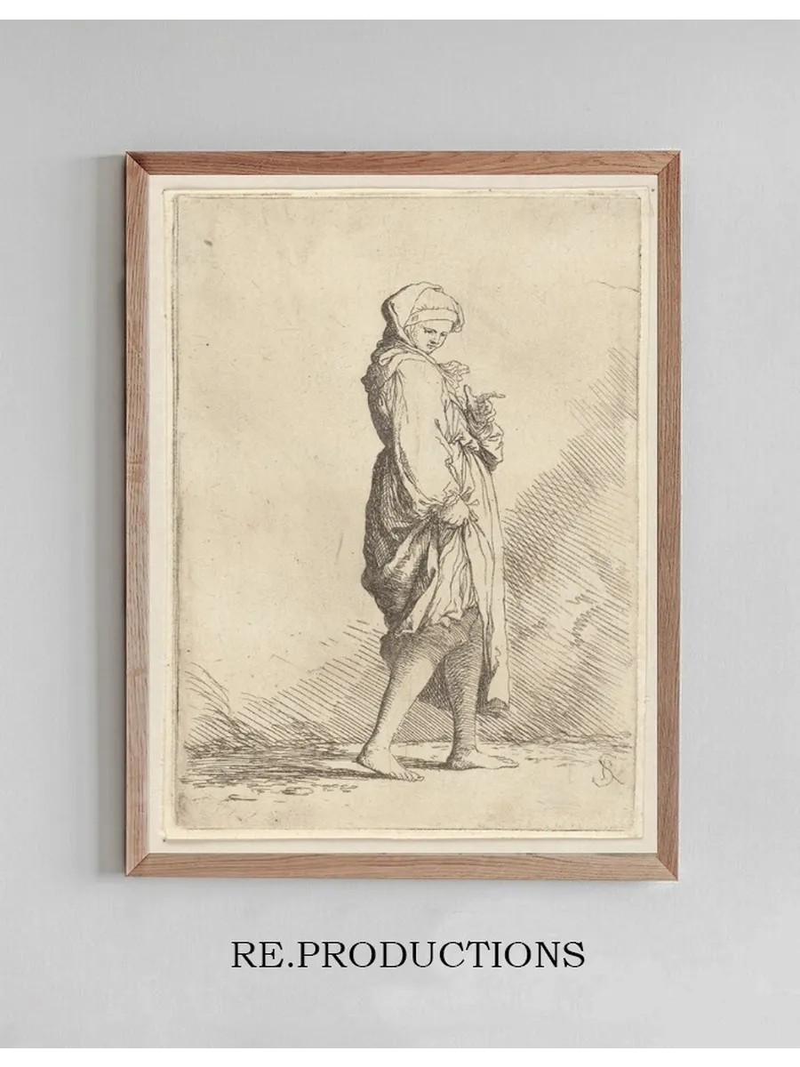 Young Woman Walking Toward the Right