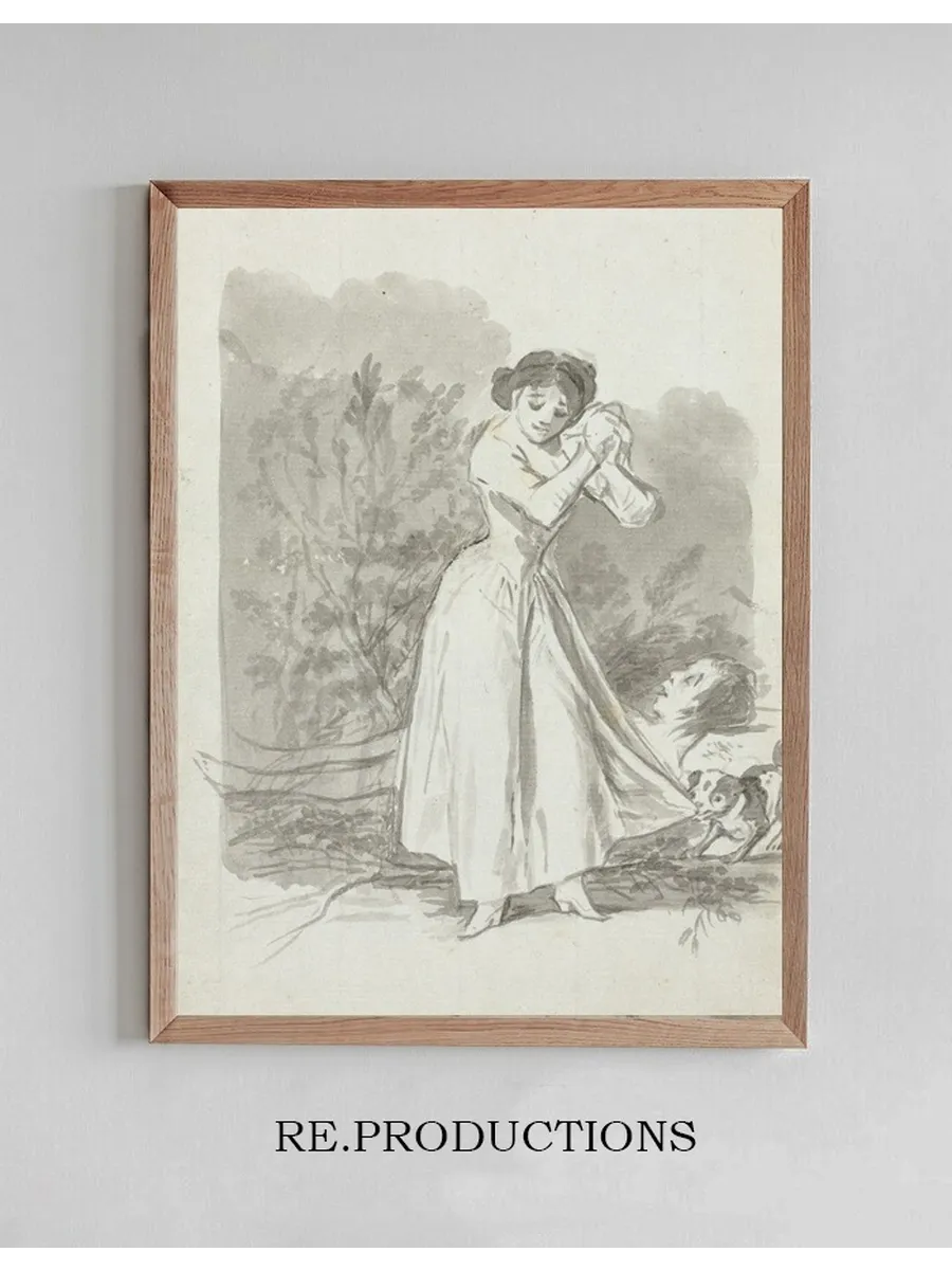Young Woman Wringing Her Hands over a Man's Naked Body
