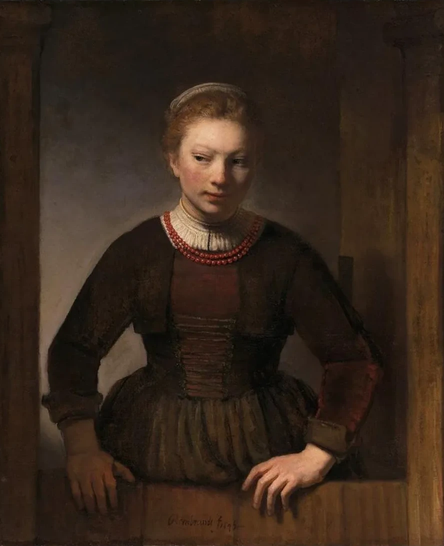 Young Woman at an Open Half - Door