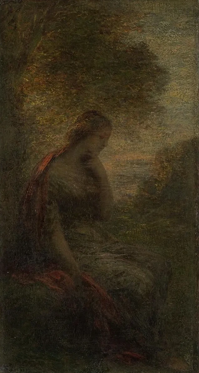 Young Woman Under a Tree at Sunset, Called Autumn