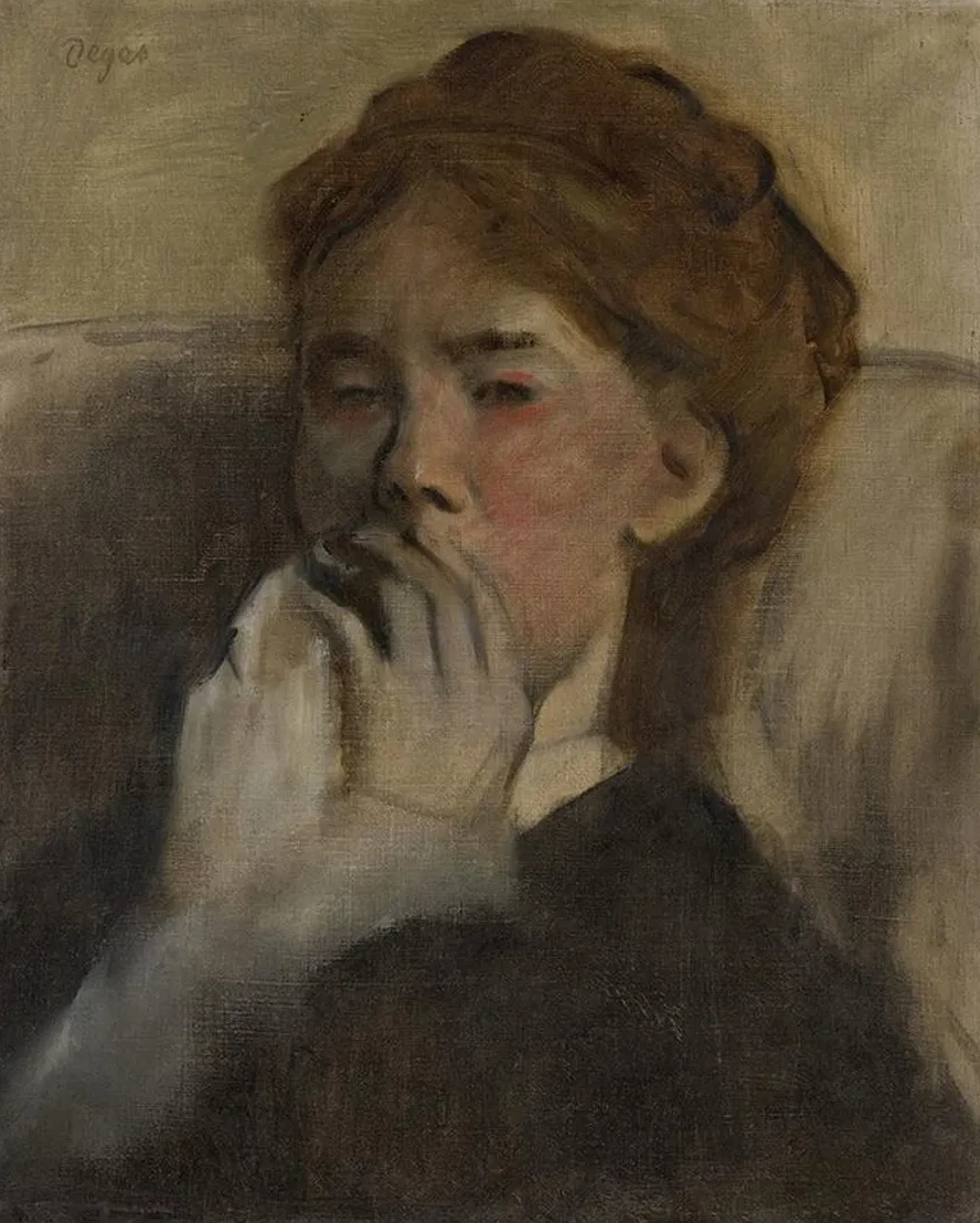 Young Woman with Her Hand over Her Mouth