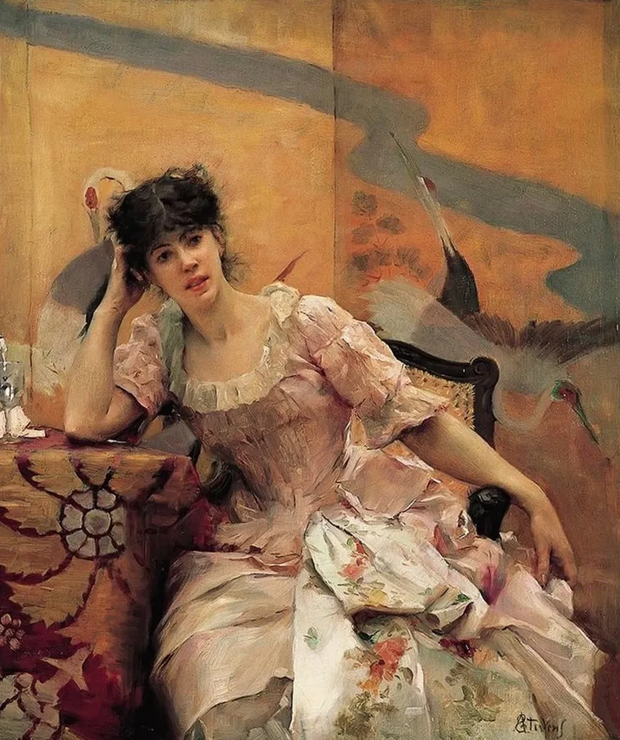 Young Woman with a Japanese Screen