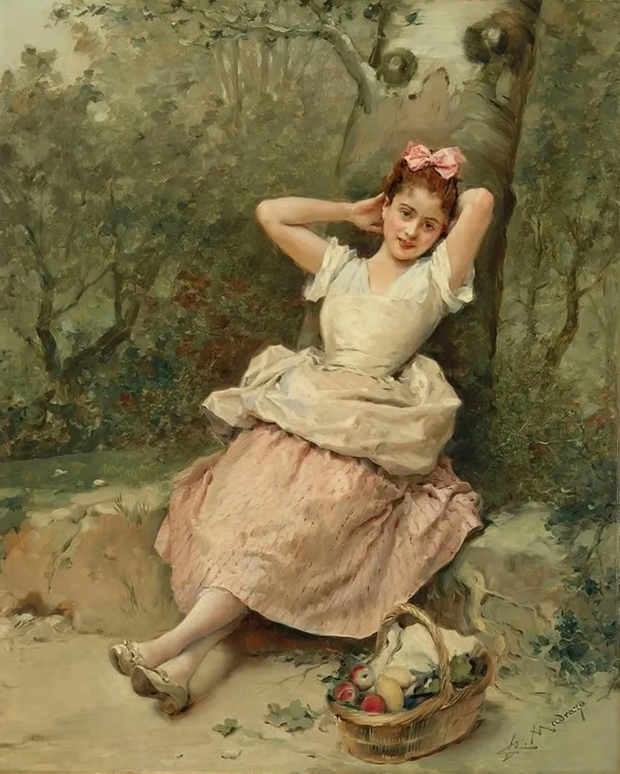 Young Girl Sitting at the Foot of a Tree