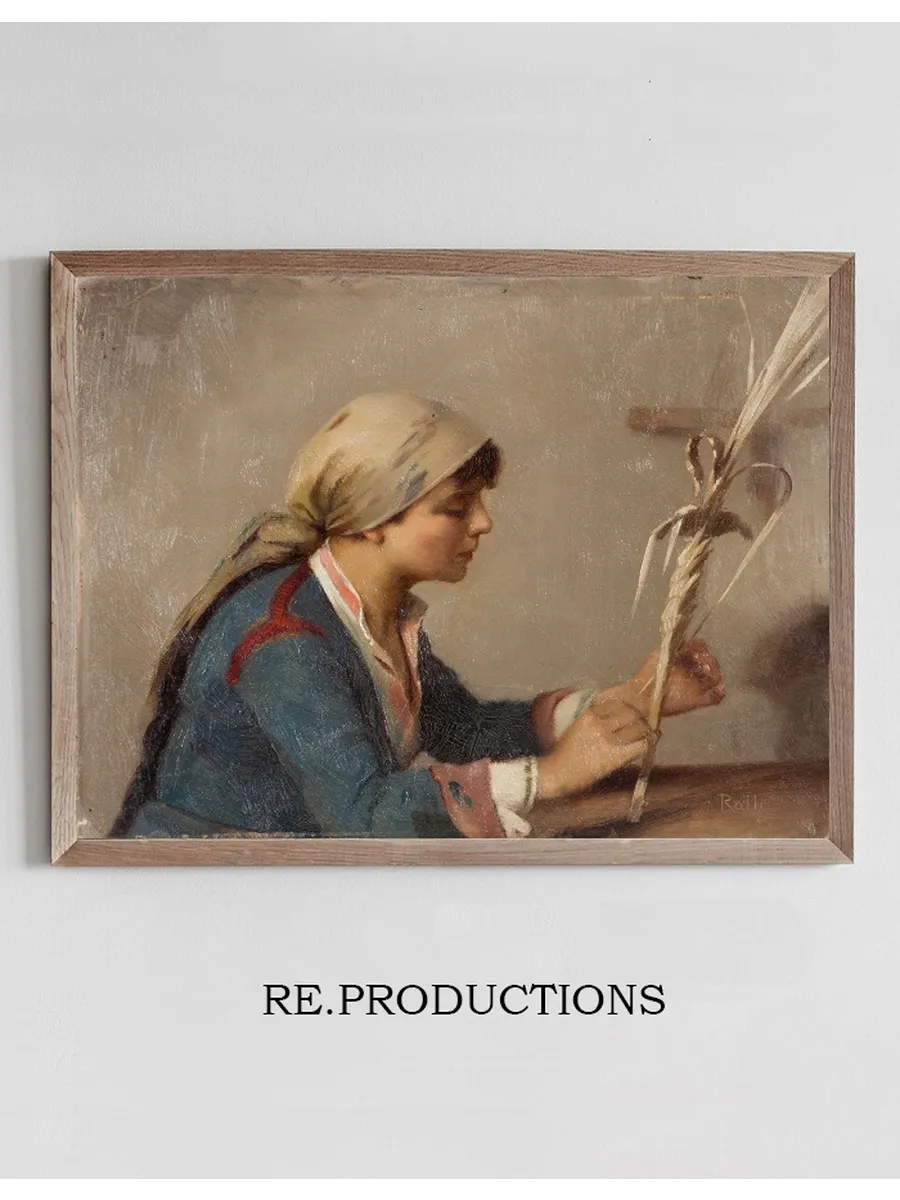 Young Girl Weaving Willow Branches
