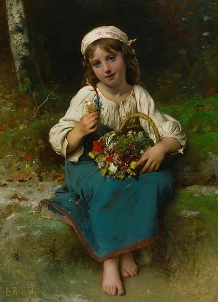 Young Girl with a Basket of Flowers