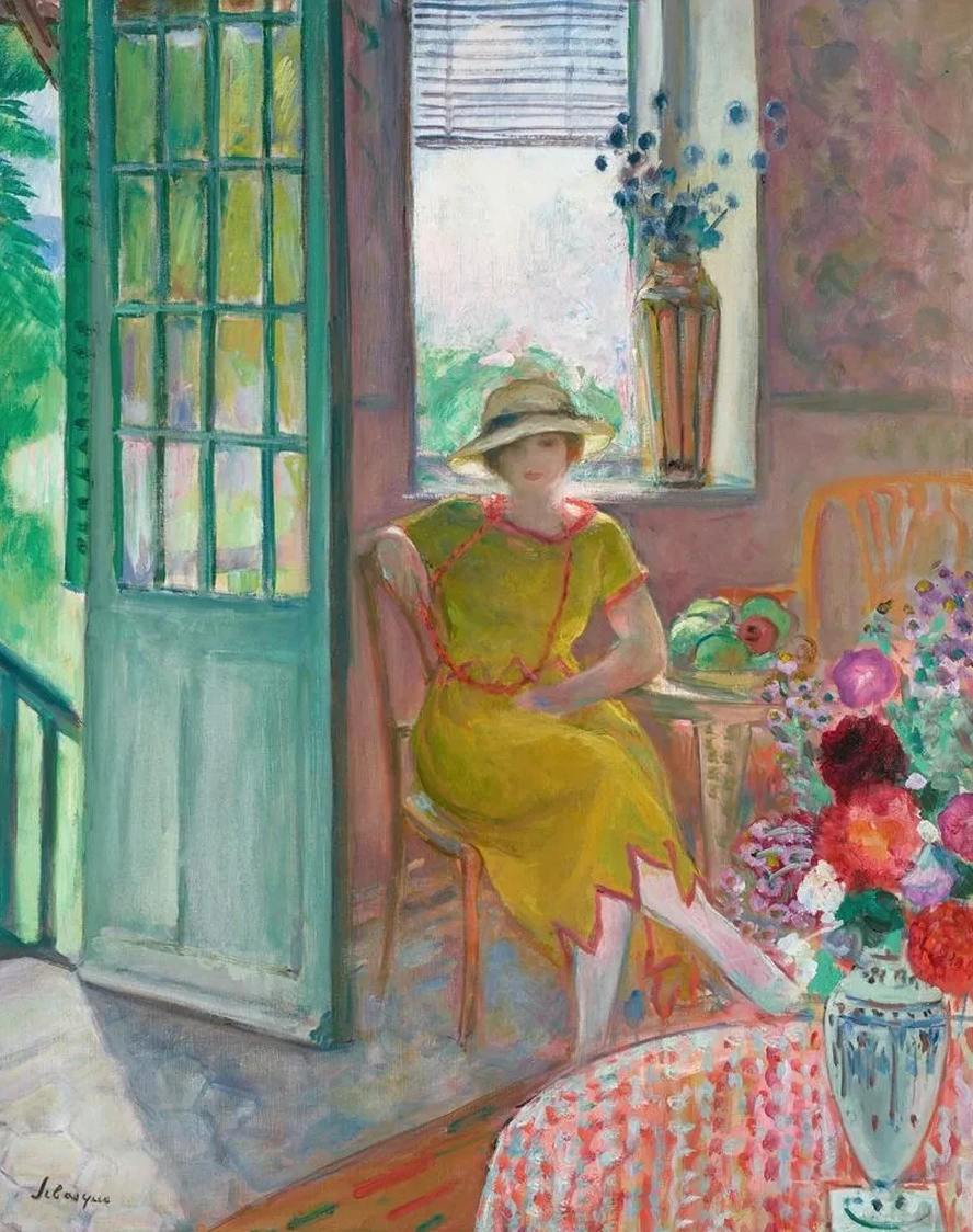 Young Woman in a Flowery Interior
