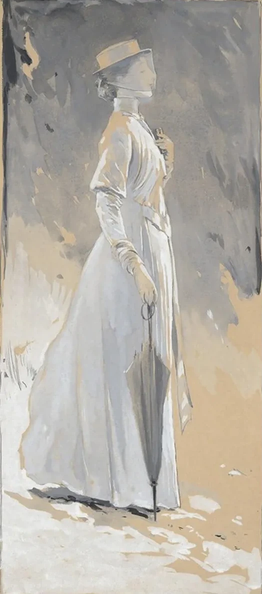 Young Woman in White Miss Cynthia Illustration for the House Withcross