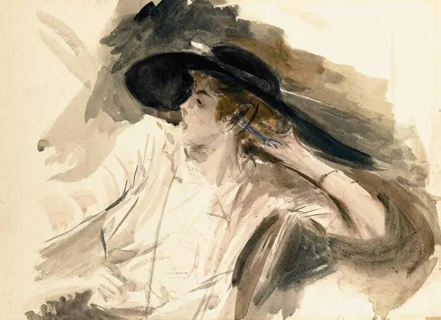 Young Womanwearing a Large Hat