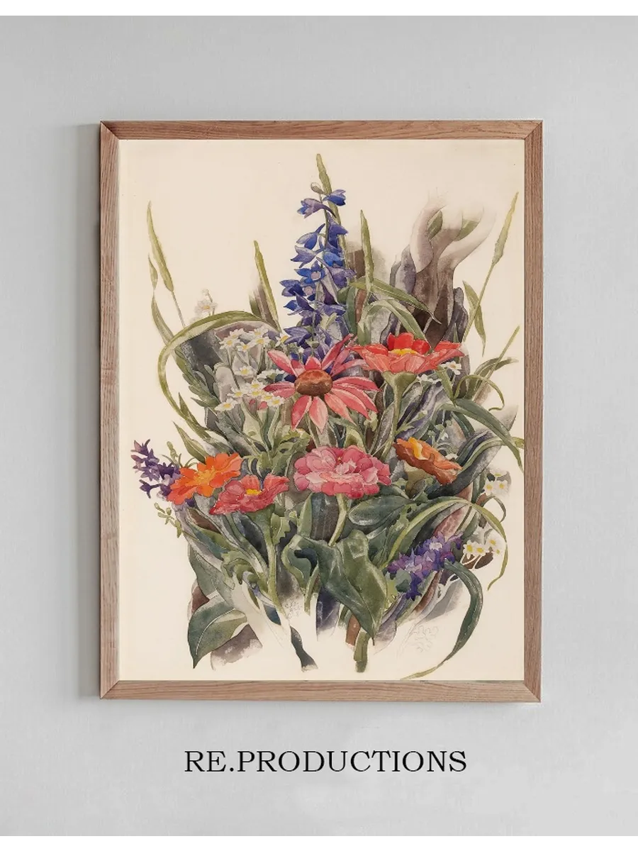 Zinnias, Larkspur and Daisies