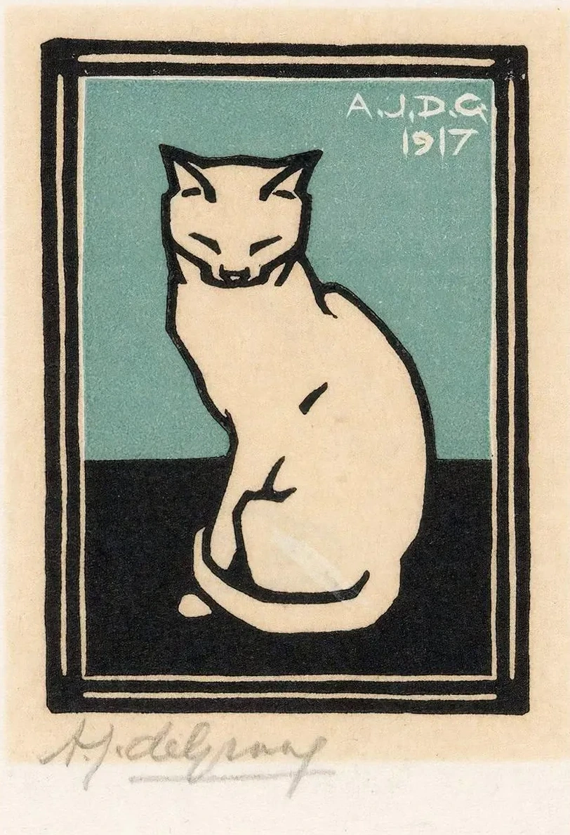Zittende Kat Met Gesloten Ogen