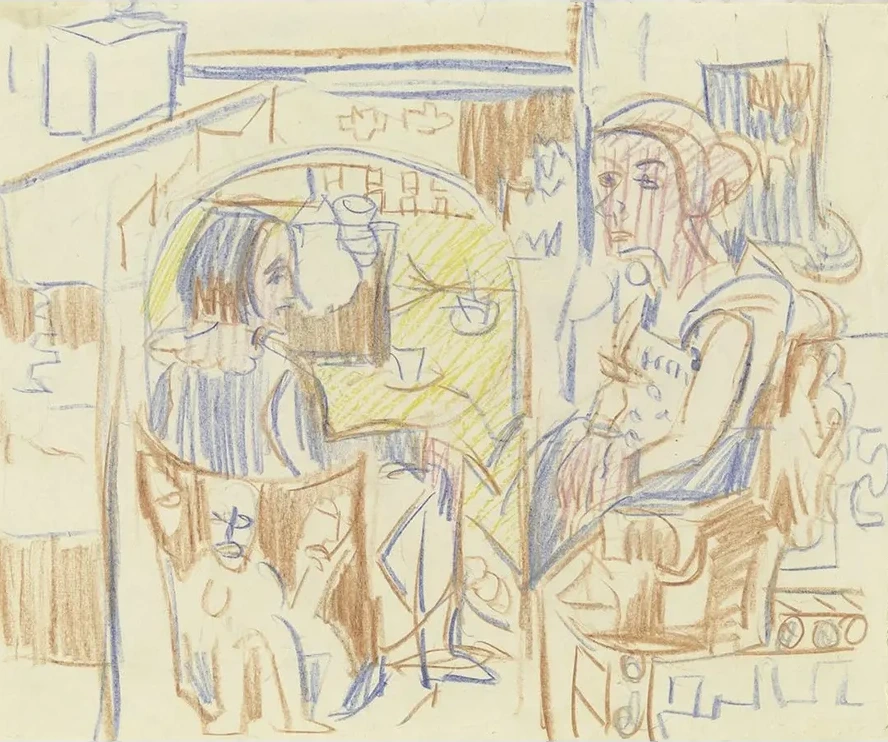Zwei Frauen Am Kaffeetisch in Kirchners Atelier