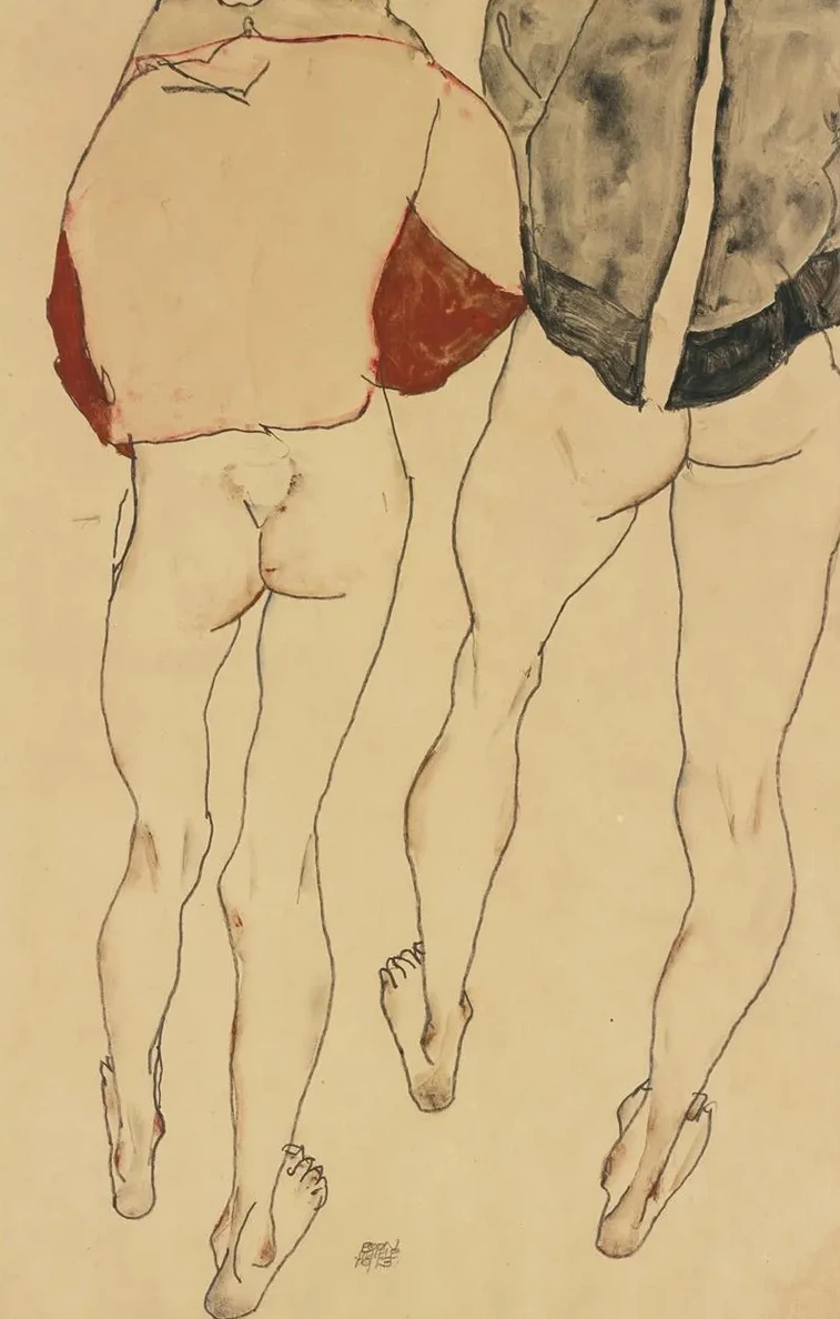 Zwei Stehende Weibliche Halbakte (Two Standing Semi - Nude Females)