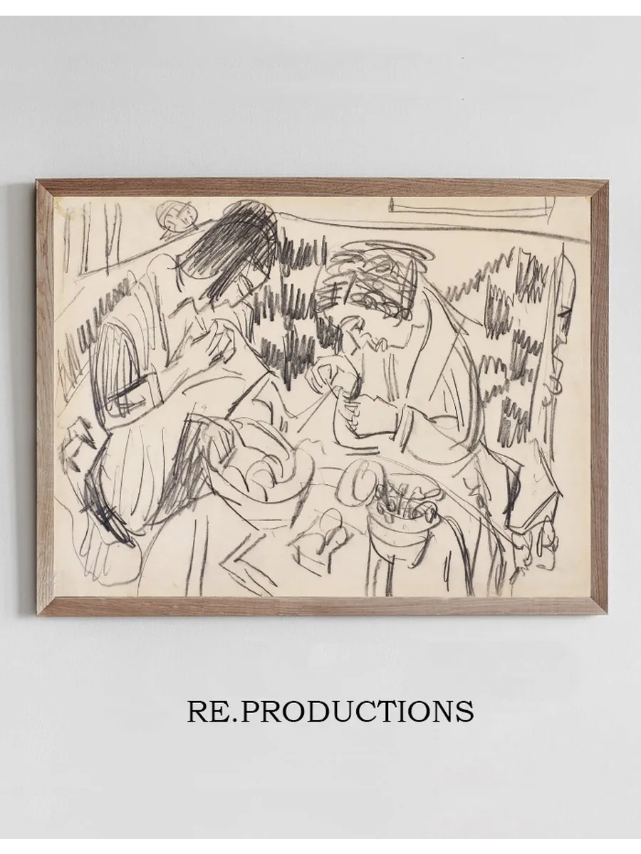 Zwei n hende Frauen am Tisch (Two Sewing Women at the Table)