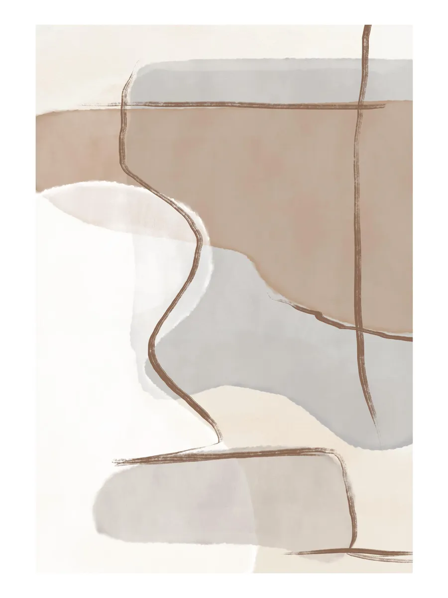 Beige and Blue Abstract No1