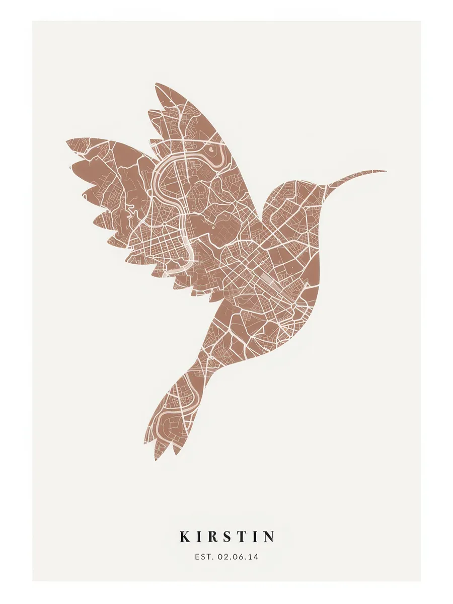 Bird Map Rusty Pink Personal