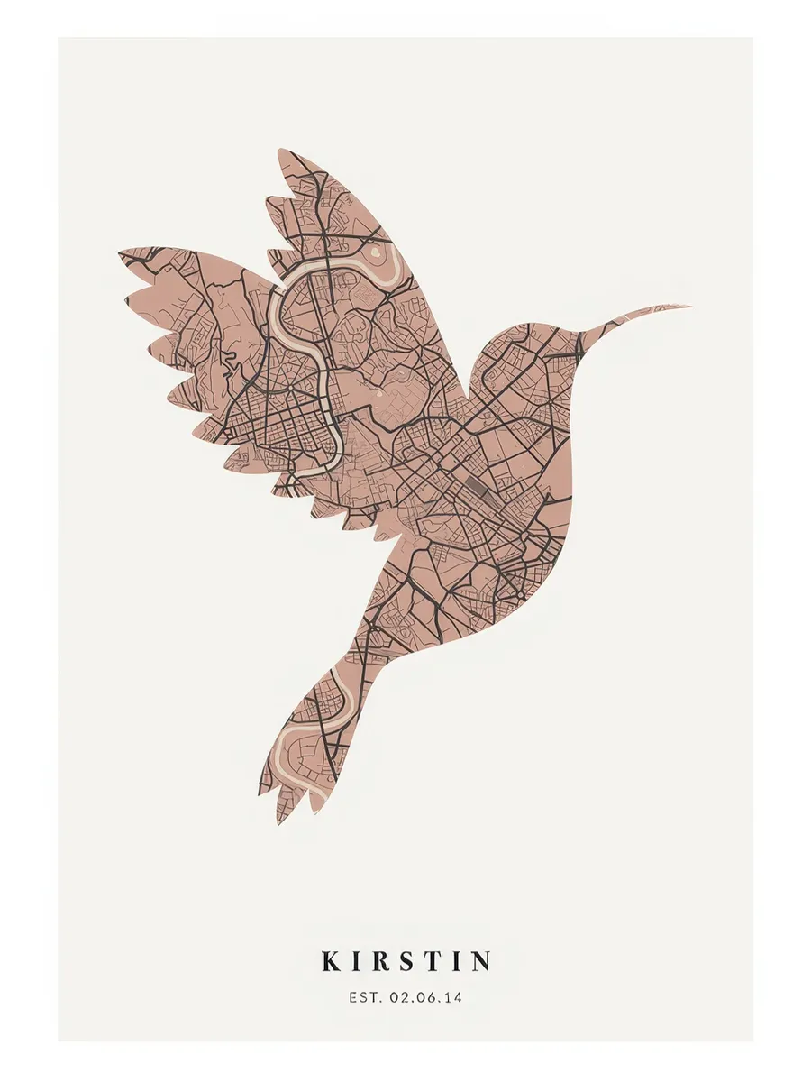 Bird Map Vintage Pink Personal