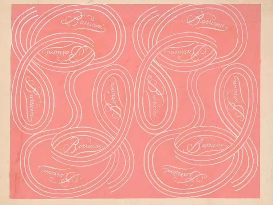 Calligraphic Scrolls and Script on Salmon Background