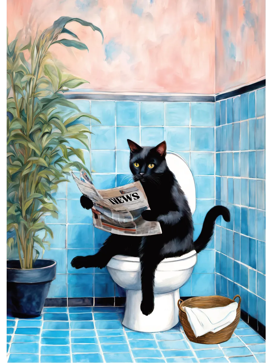 Cat on Toilet