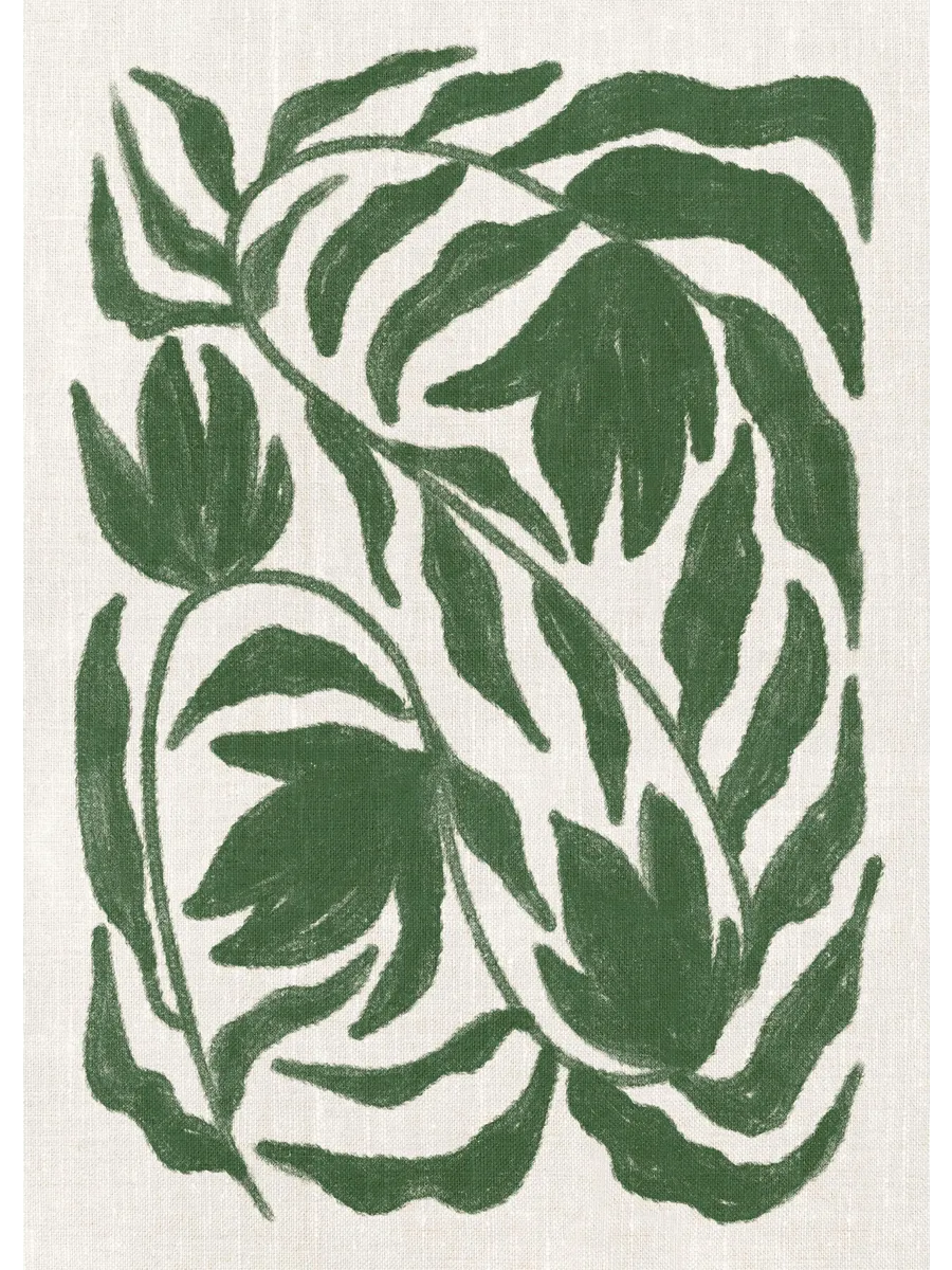 Green Botanical on Linen