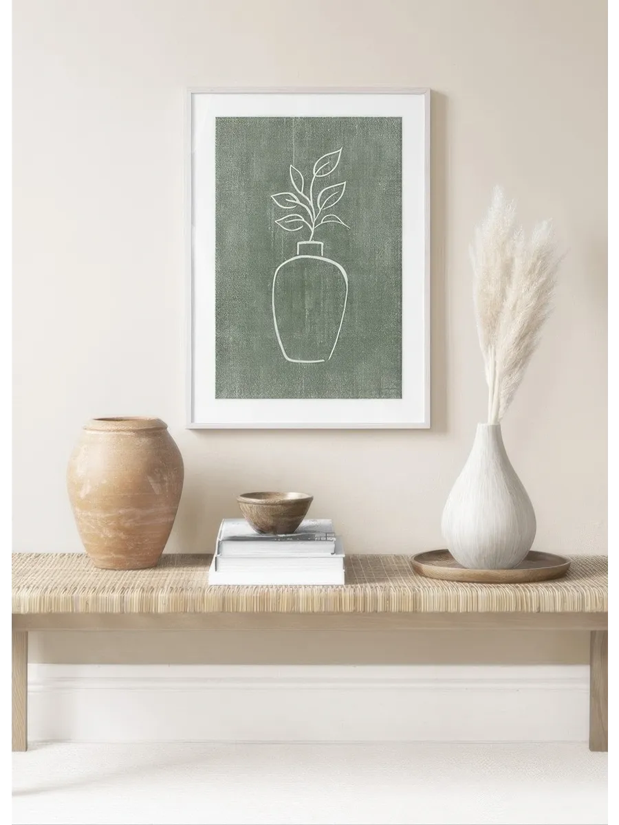Green Linen Vase
