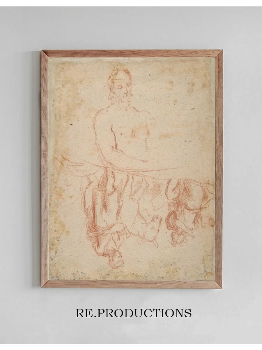 Half - Length Study of Bearded Nude Male Figure, and a Man and Woman with Donkey