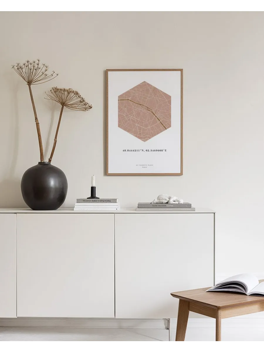 Hexagon Map Pink Mustard Personal
