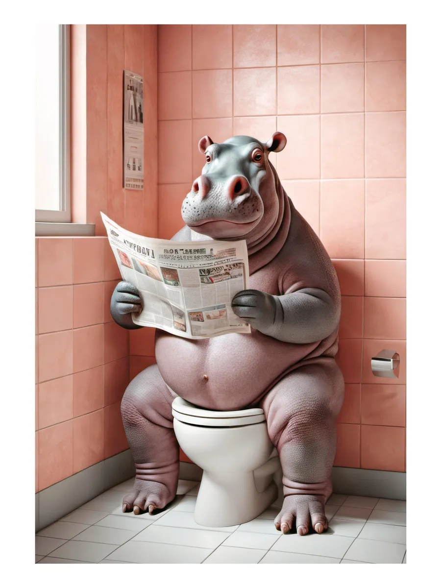Hippo Sitting on the Toilet