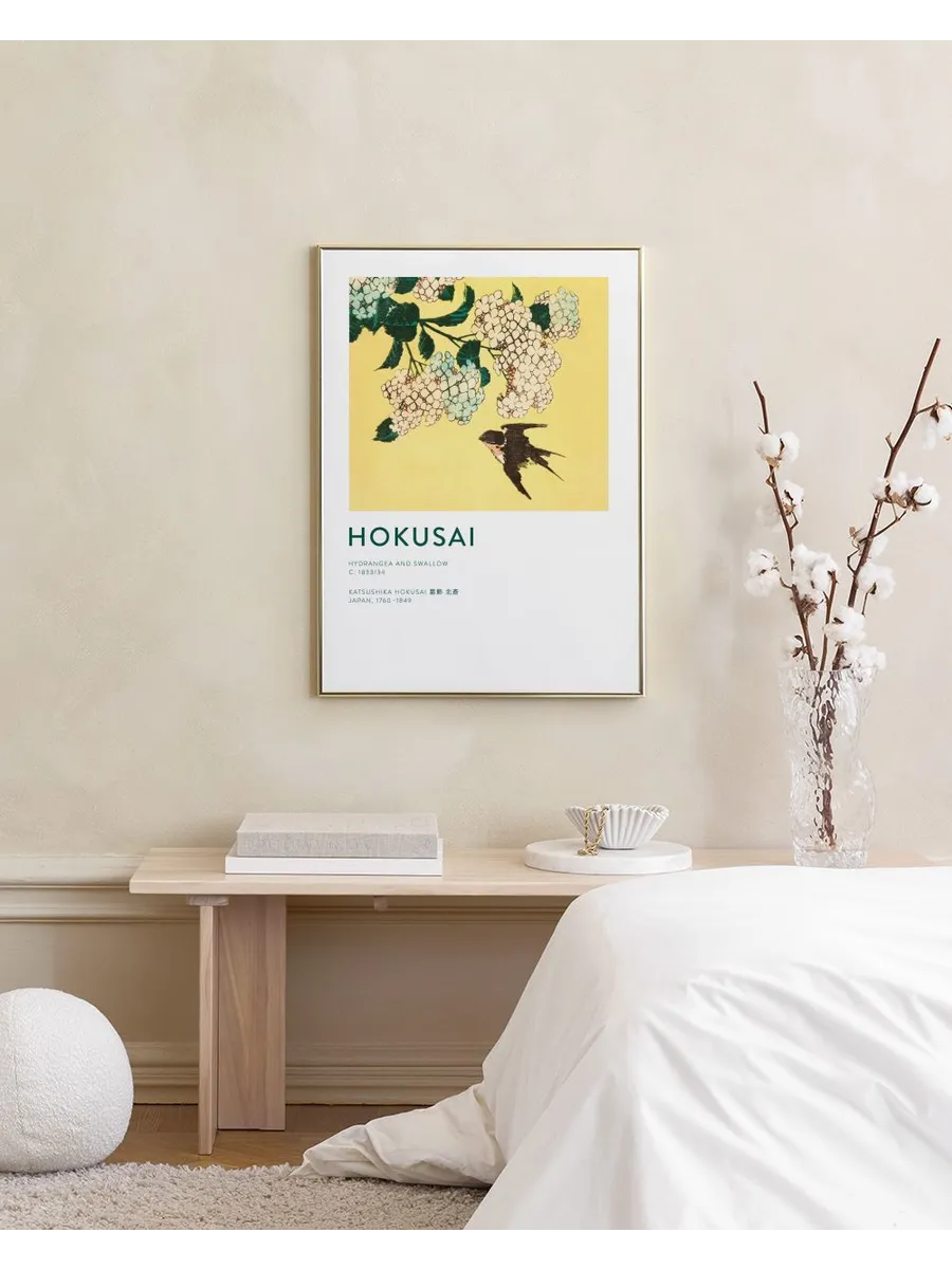 Hokusai Hydrangea and Swallow