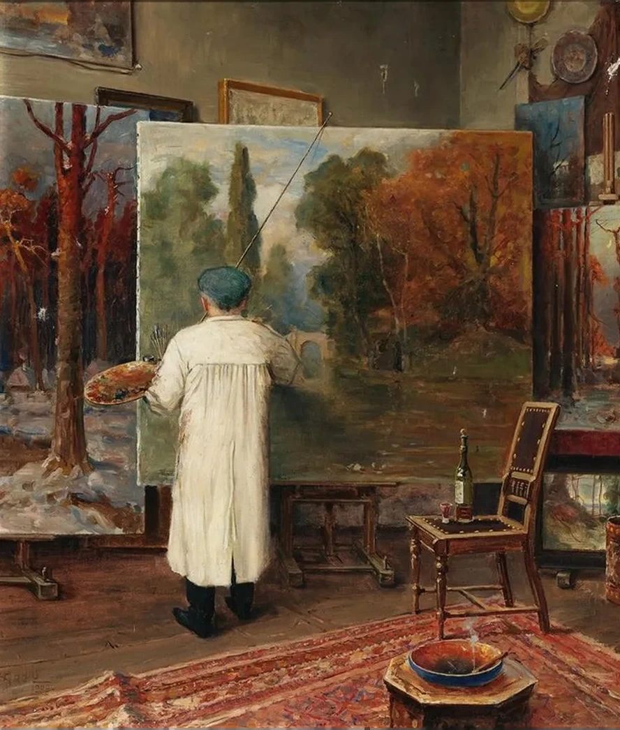 In Seinem Atelier