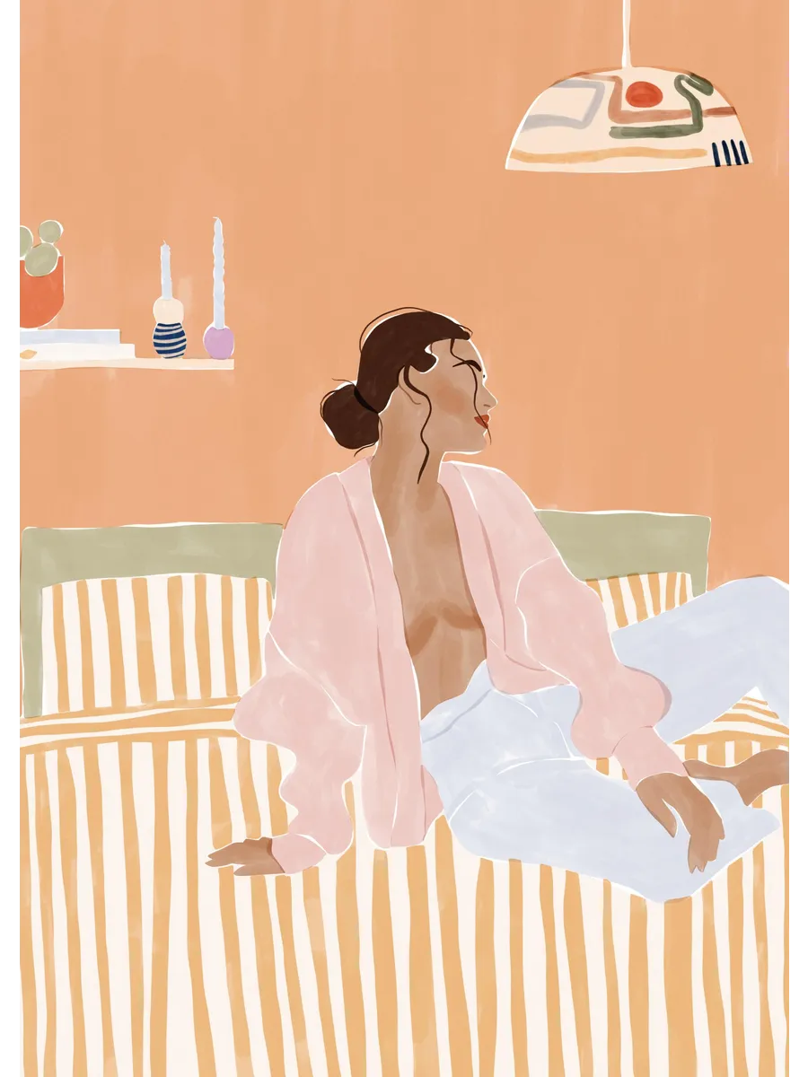 Ivy Green Woman Lounging on the Bed