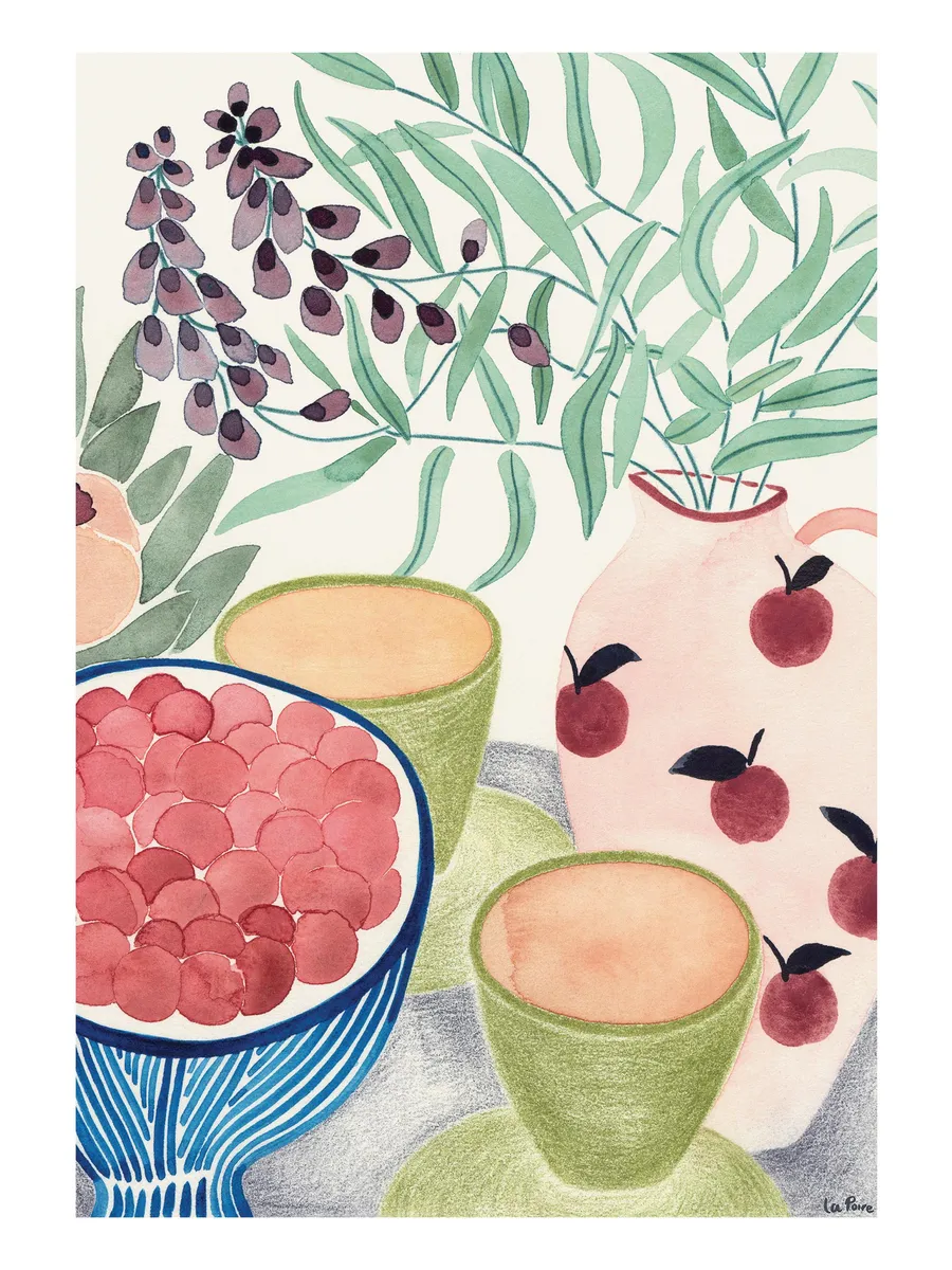La Poire Still Life with Tea and Grapes