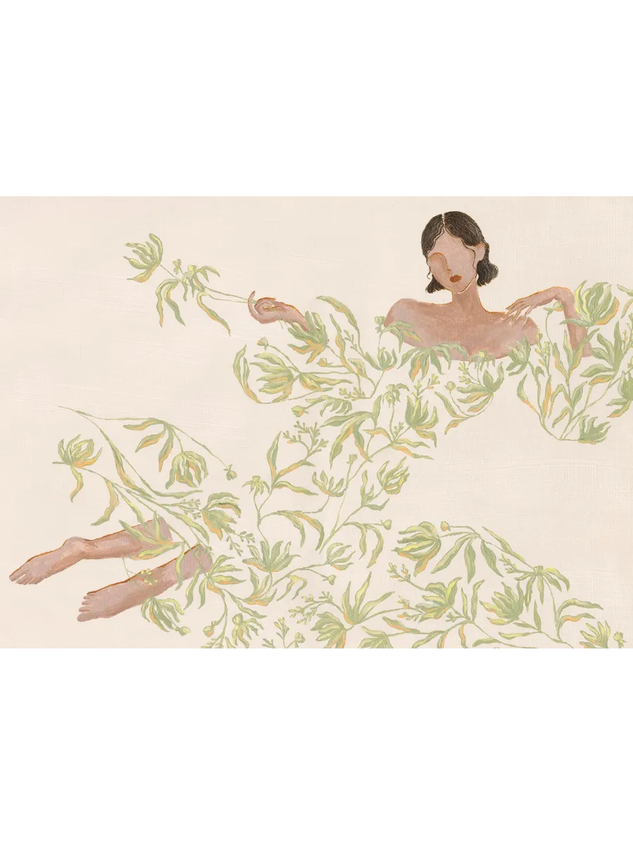 Lady in Green Floral Dress