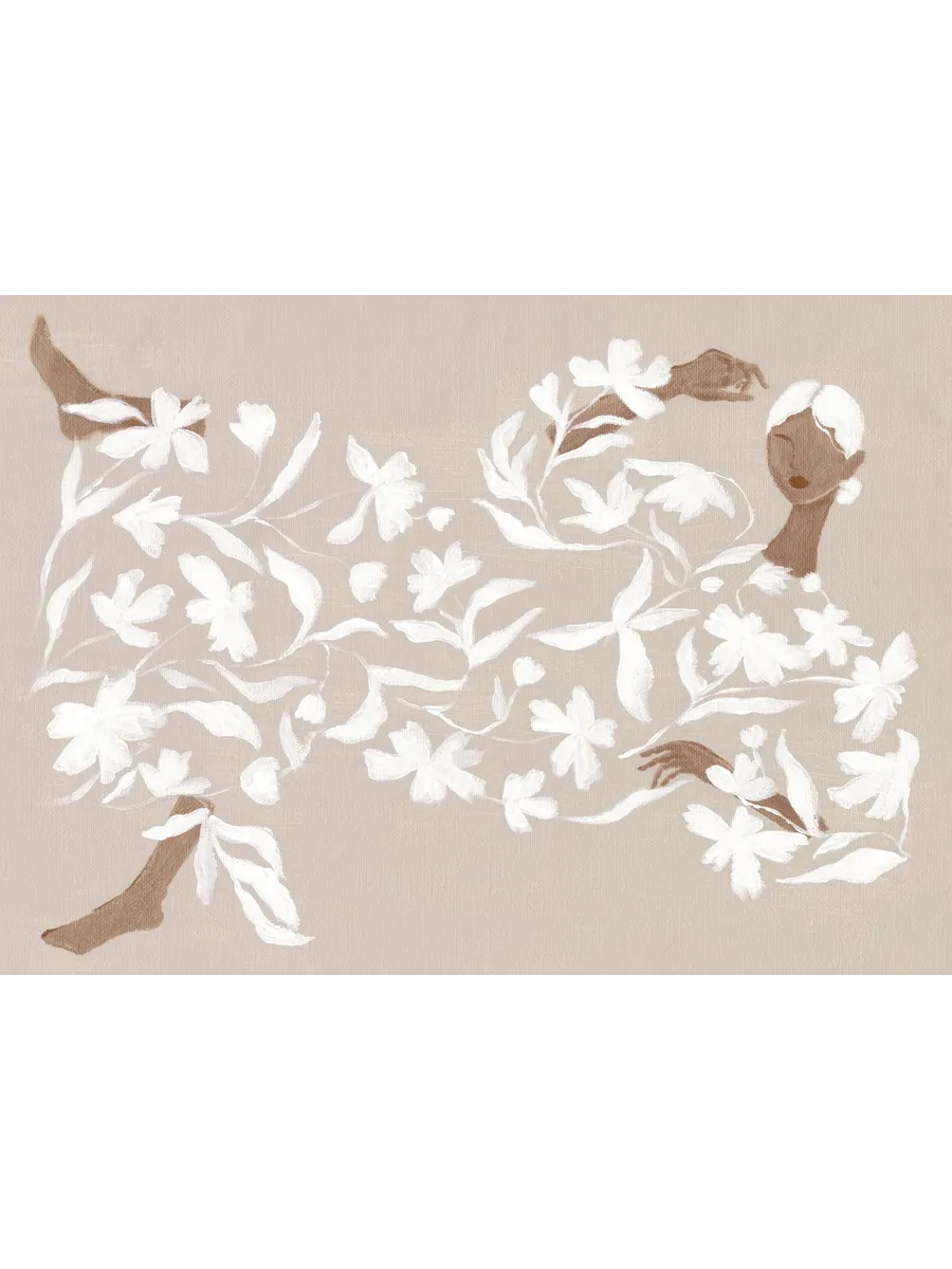 Lady in White Floral Dress