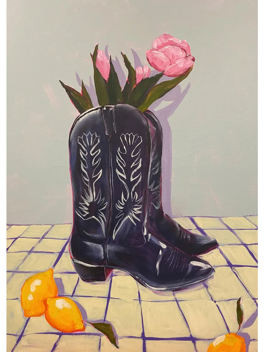 Lindsey Cherek Still Life with Tulips in Boots