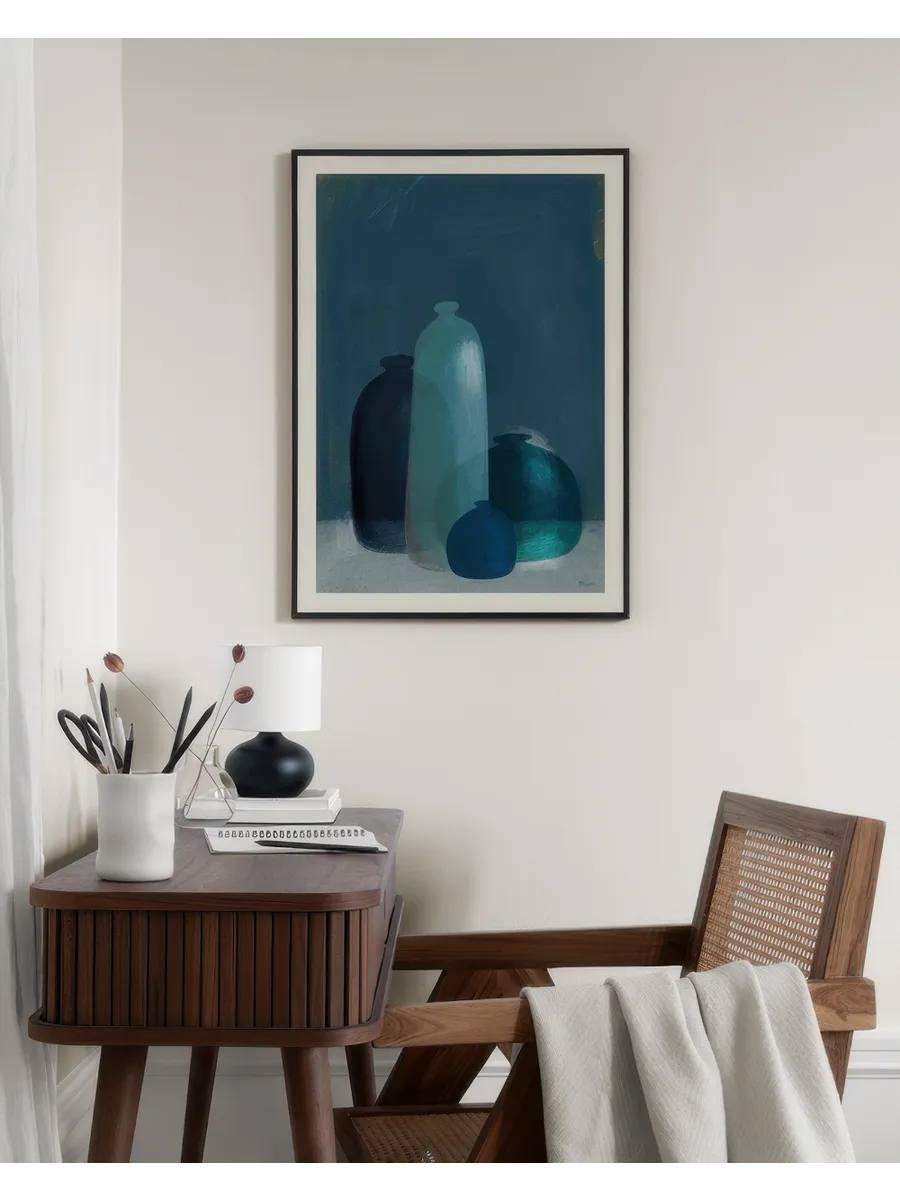 Marco Marella Still Life with Blue Glass Vases
