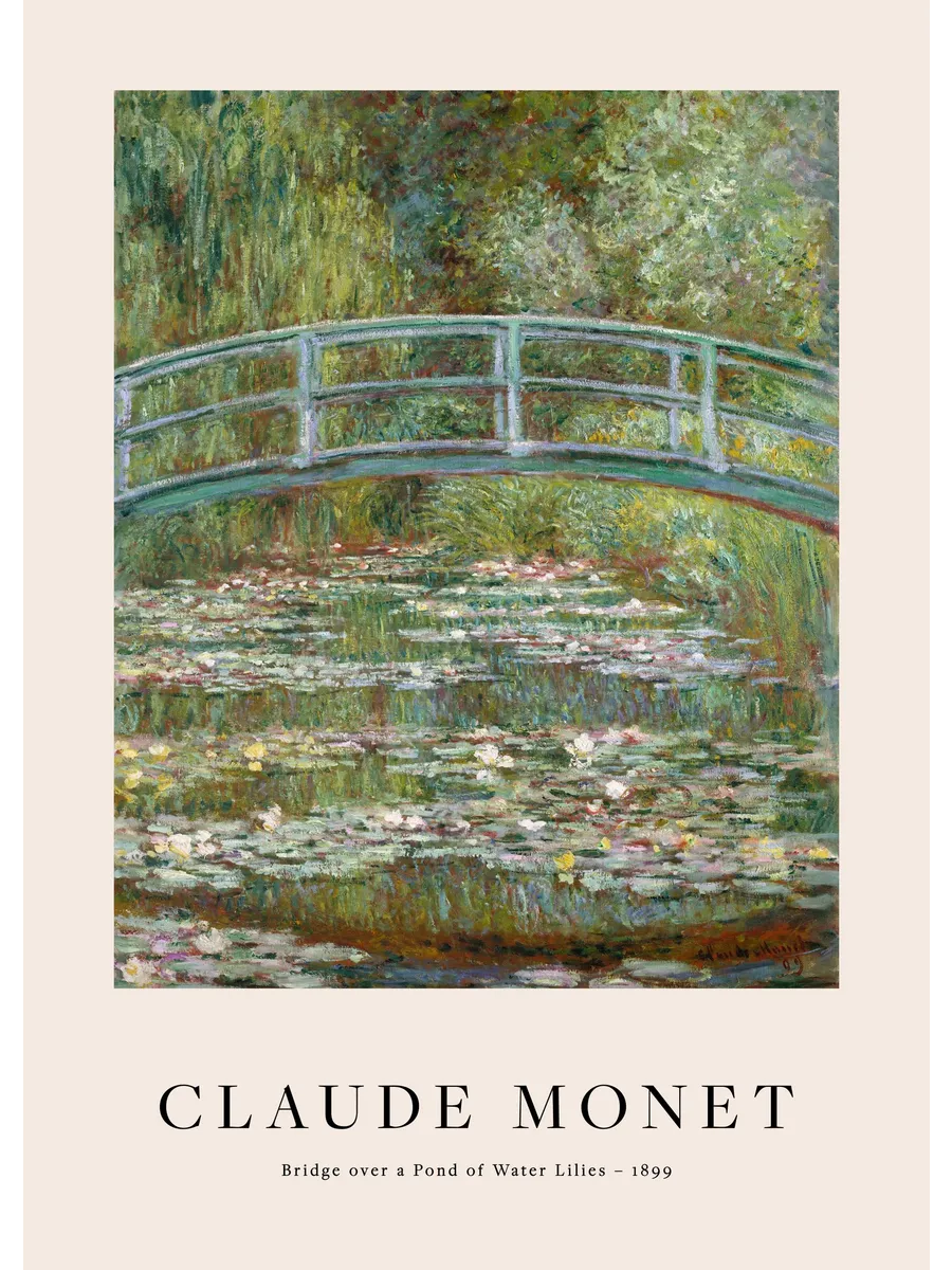 Monet Bridge Over a Pond of Water Lilies