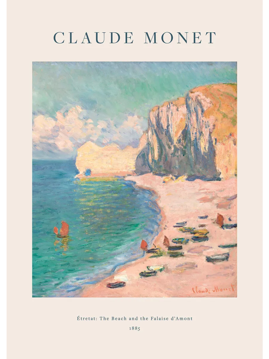 Monet Etretat the Beach and the Falaise Damont