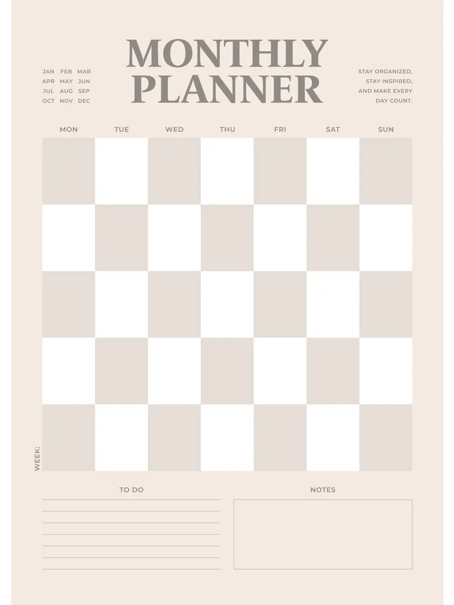 Monthly Planner Checkered