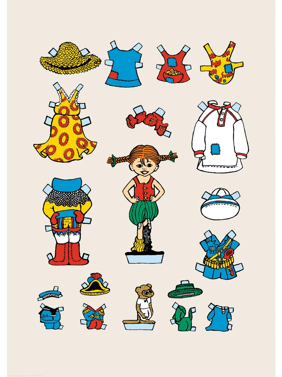 Pippi Longstocking Cutout Doll