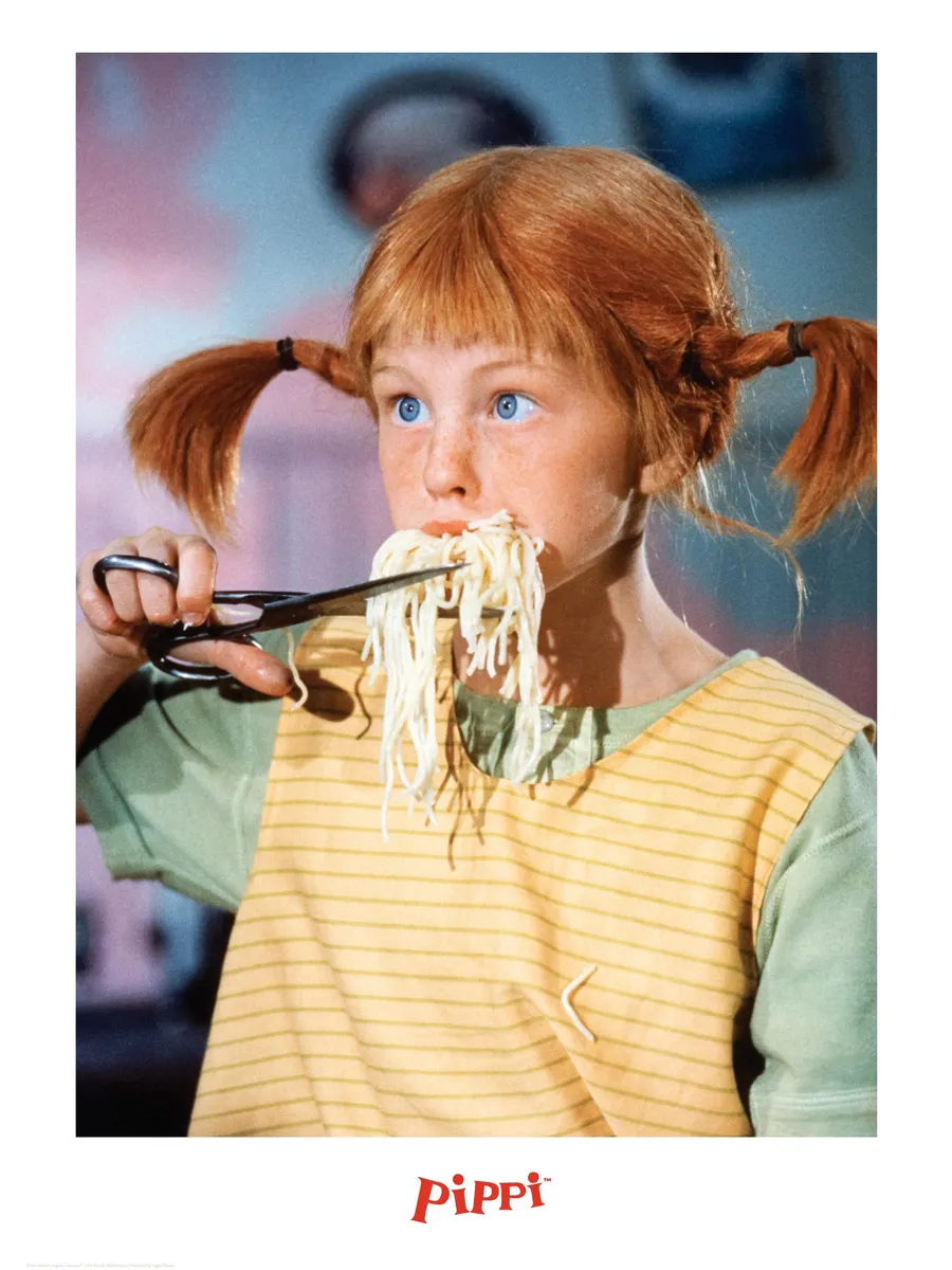 Pippi Longstocking Eats Spaghetti