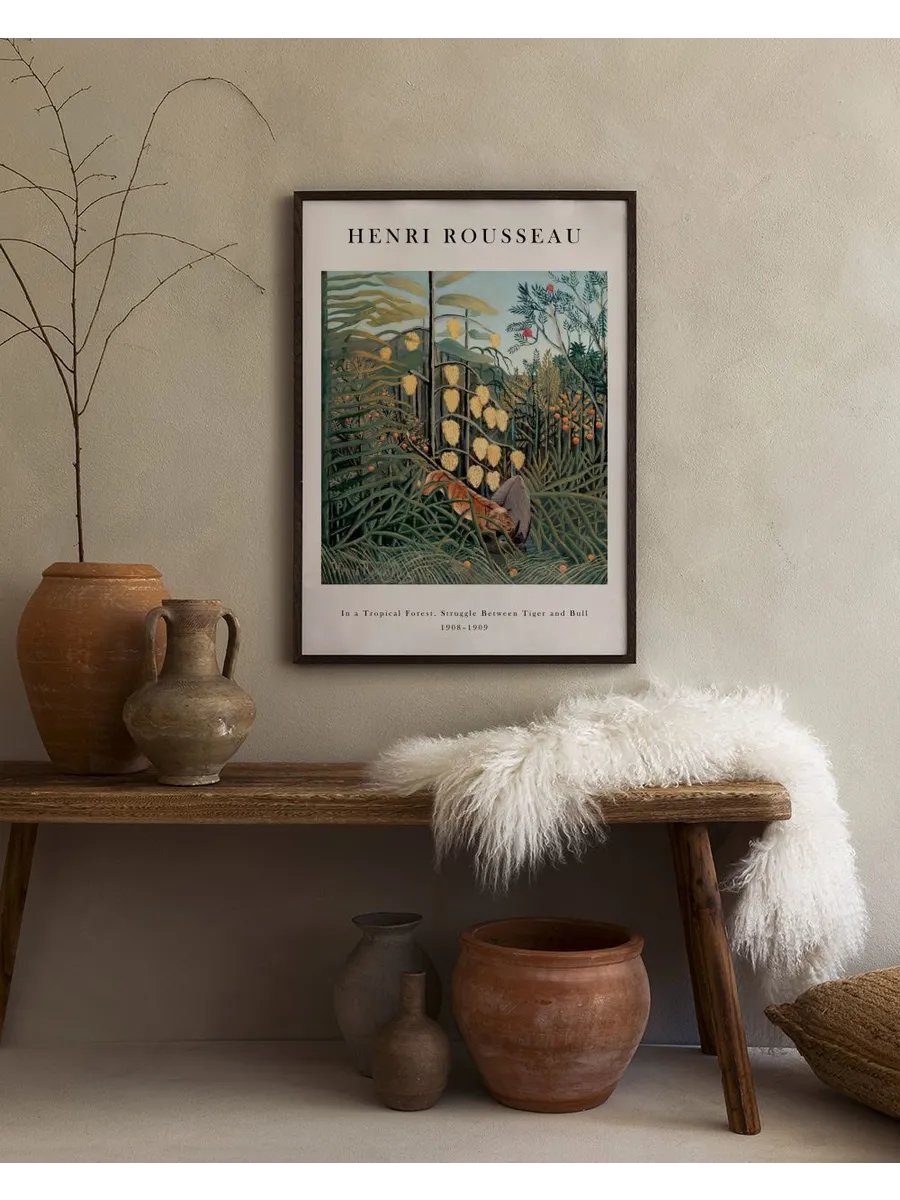 Rousseau in a Tropical Forest Struggle Between Tiger and Bul