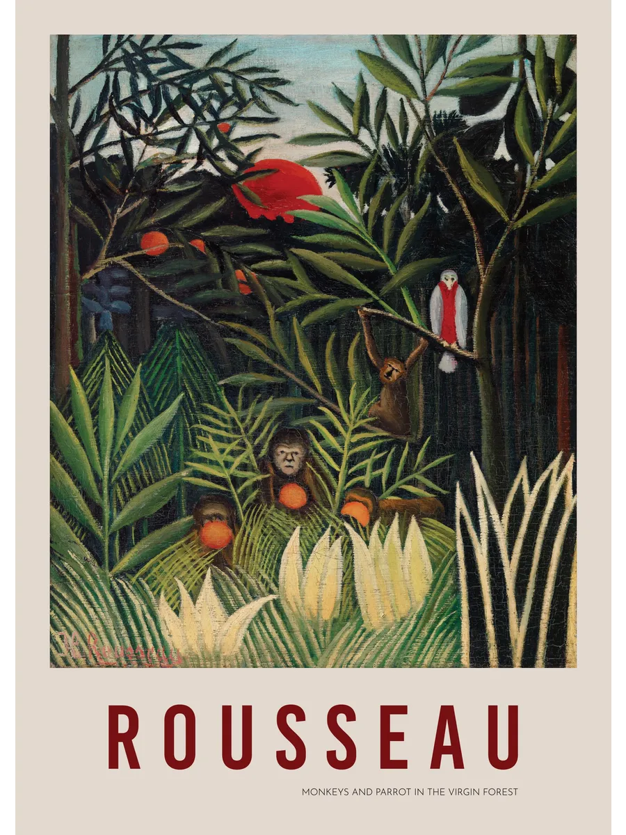 Rousseau Monkeys and Parrot in the Virgin Forest
