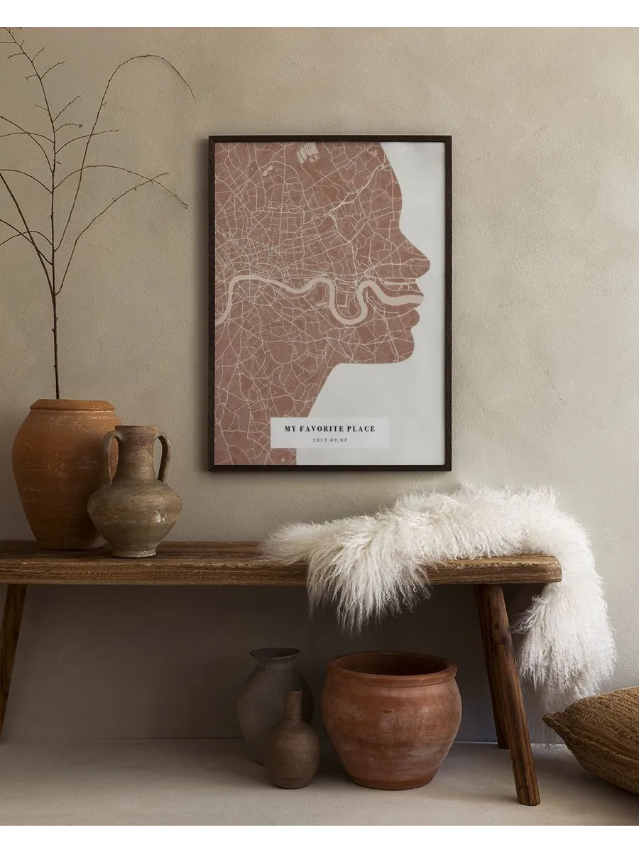 Silhouette Map Rusty Pink Personal
