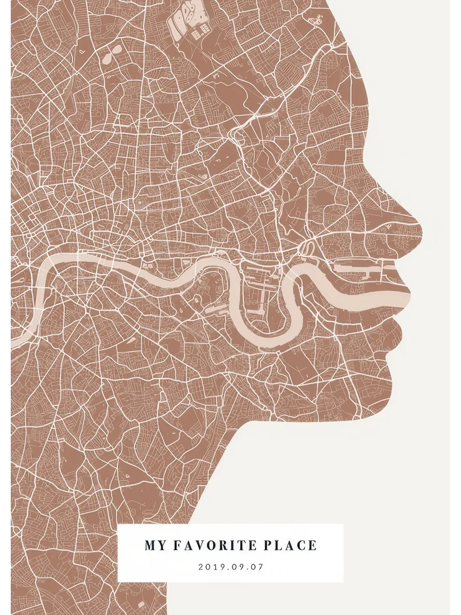 Silhouette Map Rusty Pink Personal