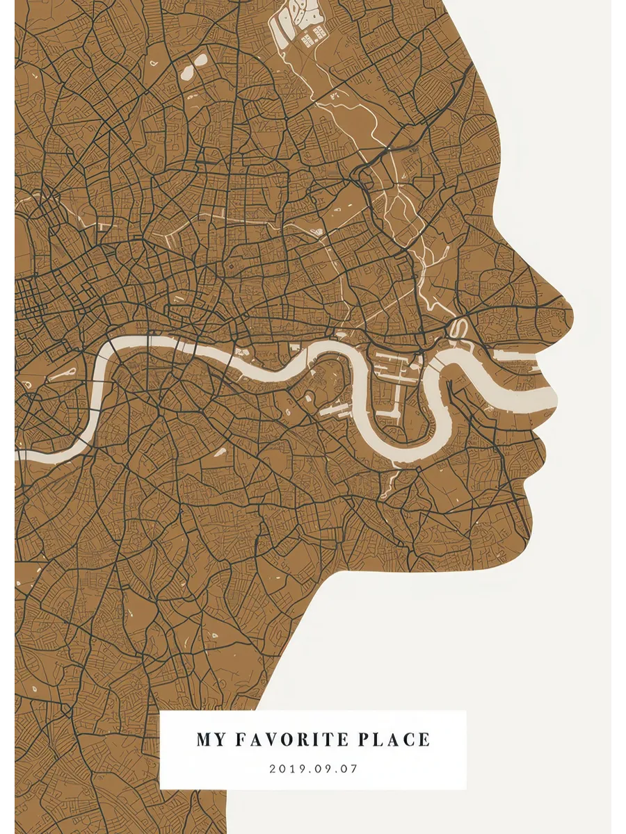 Silhouette Map Vintage Mustard Personal