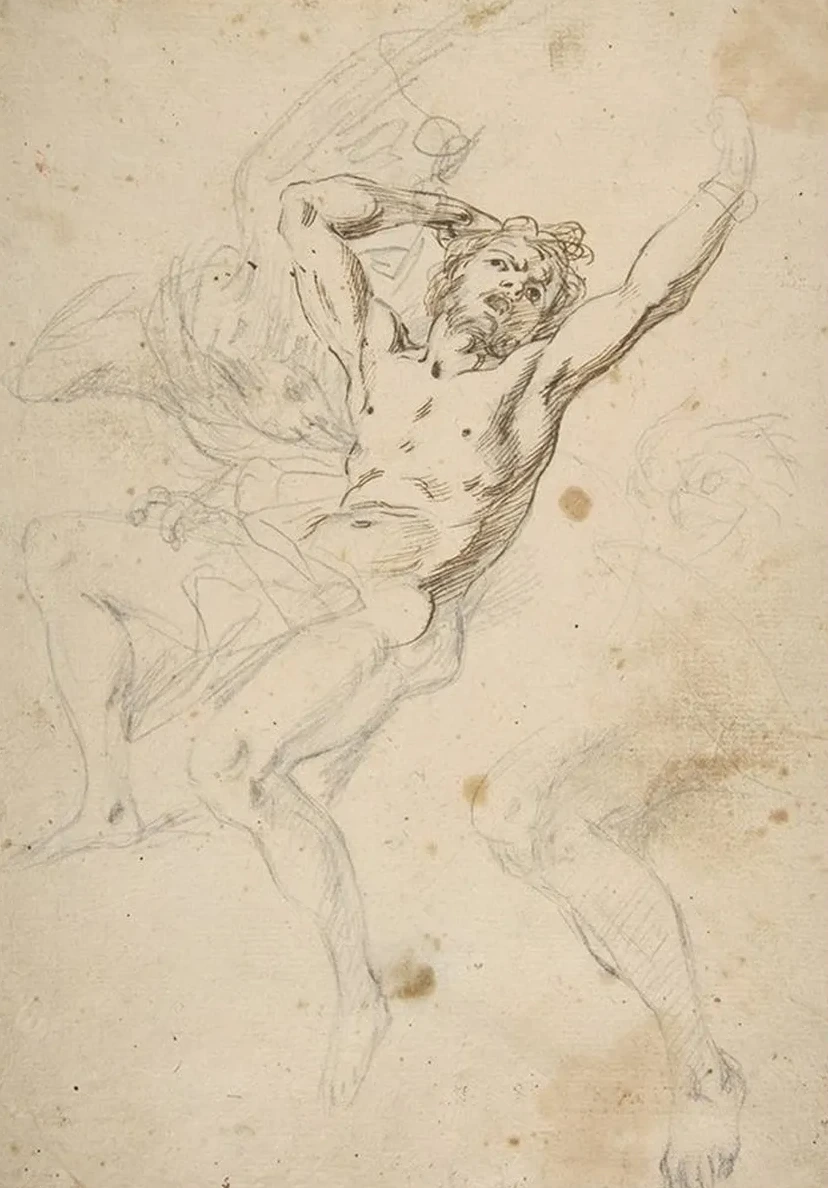 Slight Sketch of Head and Shoulders of Man in Lead Pencil
