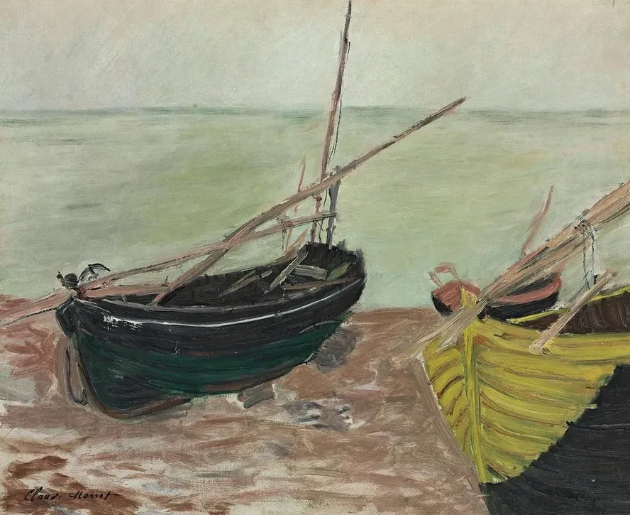 Tude de Bateaux Sur la Plage D Tretat