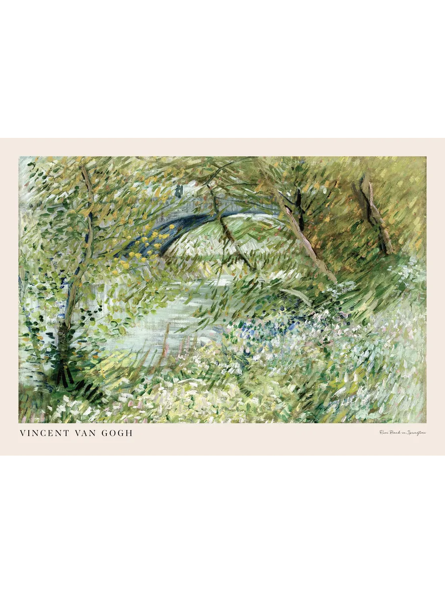 Van Gogh River Bank in Springtime Landscape