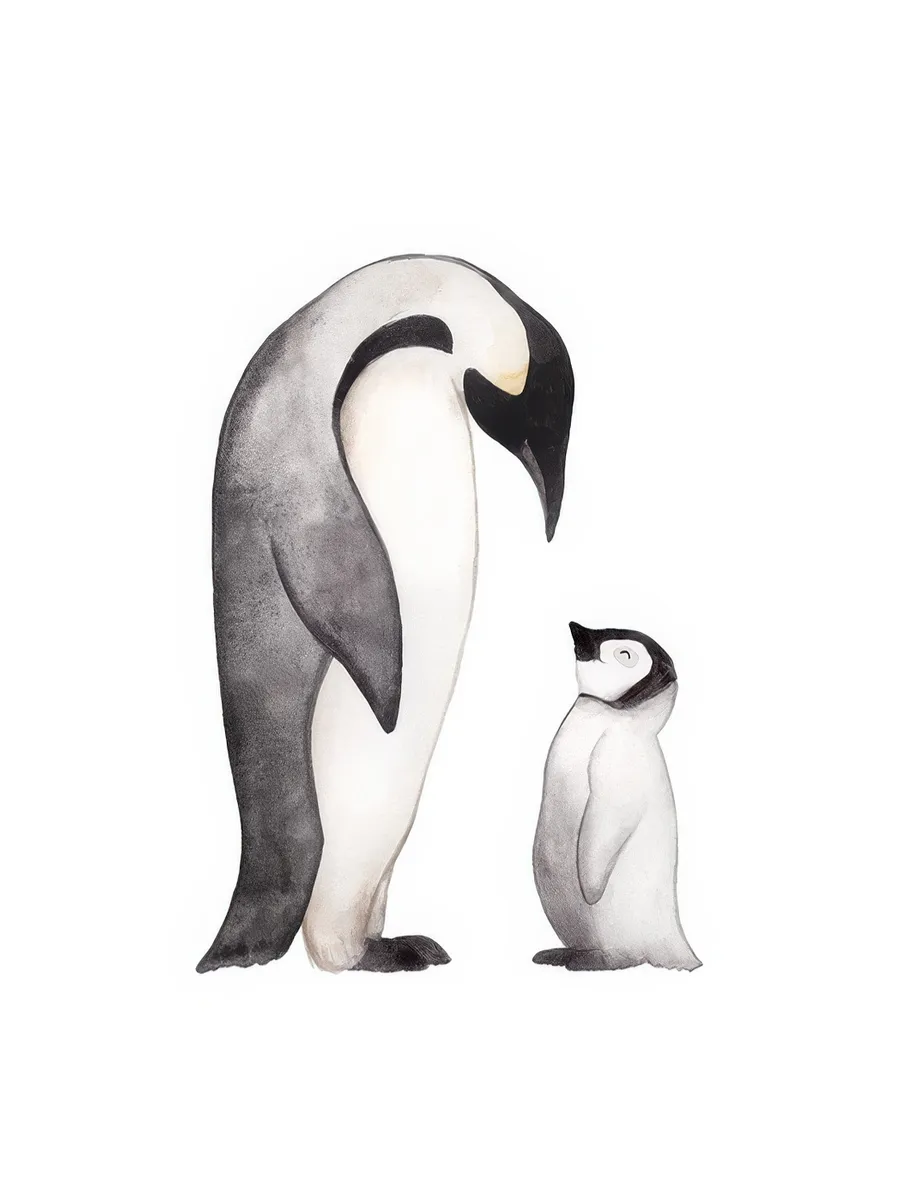 Watercolor Penguin Family